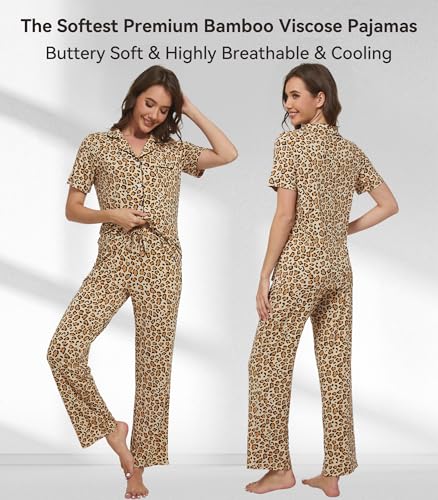 Image of WiWi Viscose from Bamboo Women's Pajamas Set Super Soft Button Down Top and Pants Sleepwear Cooling Pjs S-3X