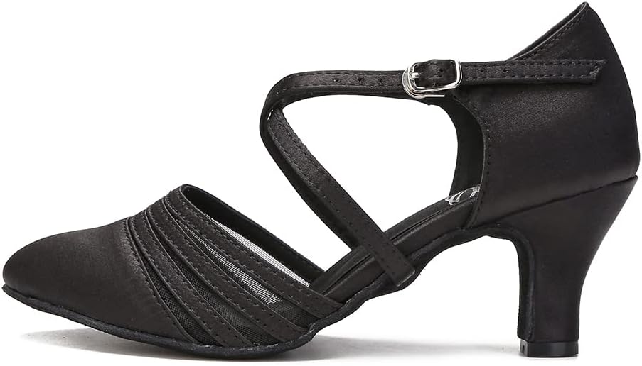 Womens Ballroom Dance Shoes for Social Beginner Salsa Latin Closed Toe Dancing shoes 2 1/2 inches Heels S12