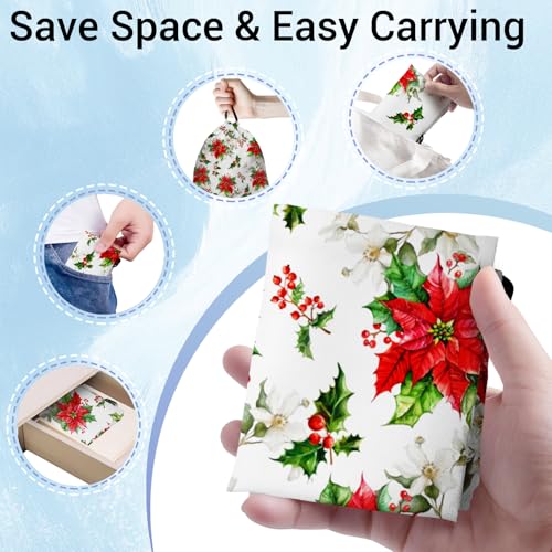 Image of Poinsettia Flower Gymnastics Drawstring Bags Red Athlete String Bag for Women Sport Dance Gym