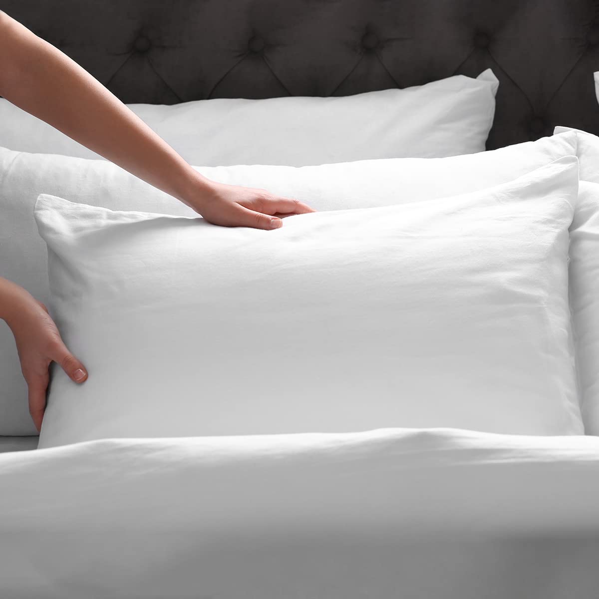 Cecotec Kopfkissen Flow PureComfort 90 cm. Faser mit Silk Touch und Anti-Milben- und antibakterieller Behandlung, mittleres bis hohes Festigkeitsgefühl, waschbarer Bezug