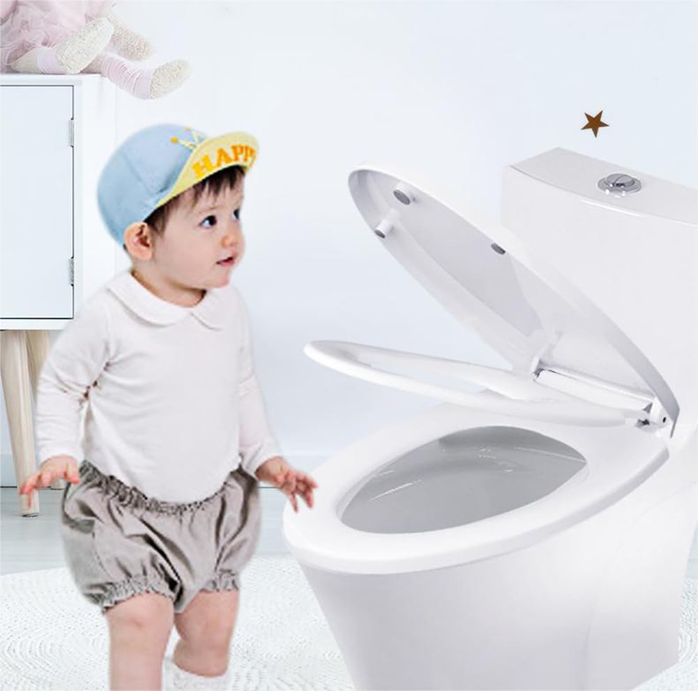 Sedile WC per famiglia con seggiolino rimovibile integrato, chiusura rallentata 2 in 1, sedile WC ovale, a forma di U/V, dimensioni standard (a forma di U)