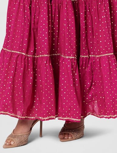 Image of BIBA Women's Fit and Flare Knee Length Cotton Flared Printed Dress