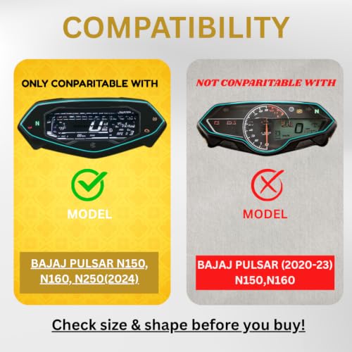 Image of Bajaj Pulsar N150 N160 N250 Meter Screen Protector Tempered Glass Guard | HD Clear Instrument Cluster Protection Film | Anti Scratch Bubble Free Display Shield