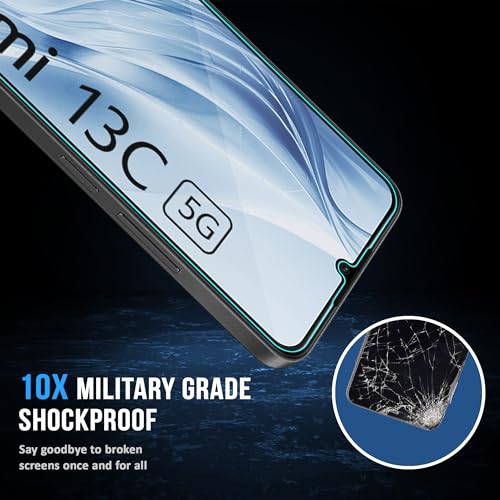 Image of ArmourPro Military Grade Gorilla Tempered Glass Compatible For Redmi 13C, 13C, Poco M6 and C65 (6.74 Inch) With Easy Installation Kit for Smartphone| Edge-to-Edge Protector Coverage | Black, Pack of 2