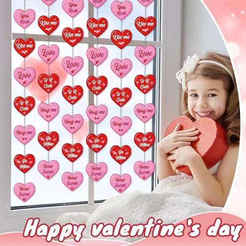 50 Pcs Valentine Treat Bags - Heart Drawstring Candy Bags For Classroom Exchange