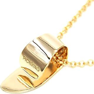 PICKRING Thumb Guitar Pick Necklace for Guitarists/guitar picks pendant necklace stainless steel music lover gifts/gold metalblack (Gold)