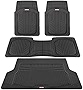 Motor Trend Premium FlexTough Plus All-Protection DeepDish Front & Rear Mats with Trunk Cargo Liner - Combo Set - All Weather Traction Grips, Black