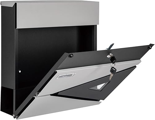 Miniatura 9 de xhlokk Wall Mount Mailboxes, Rust Resistant Large Capacity House Mailbox, Security Key Drop Mailboxes for Outside, Grey and Black