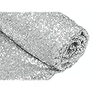 1 Yard Sequin Fabric Shiny Silver Sequin Glamorous Tablecloth for Wedding Dessert Table 125cm Width