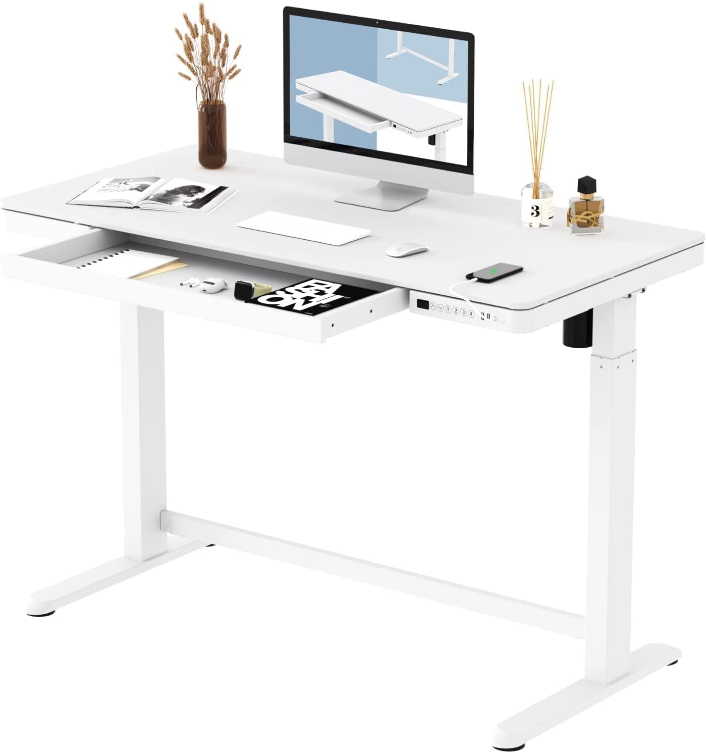 FLEXISPOT Comhar EW8 Electric Standing Desk Home Office Electric Height Adjustable Standing Desk