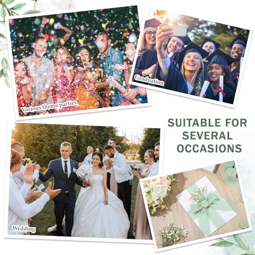 Fullhawl 50 Sets Wedding Invitations Wraps Set Pre Folded Vellum Jackets for 5 x 7 Invitations Dried Flowers Wax Seal Stickers Chiffon Silk Ribbon for Wedding Birthday Bridal Shower Craft DIY (Green) by Fullhawl - Image 6