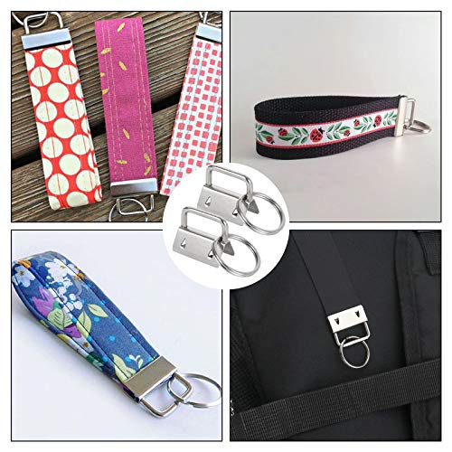 YOUNTHYE 100 Pack Key Fob Hardware 1 Inch Bulk, Silver Tone Key Chain