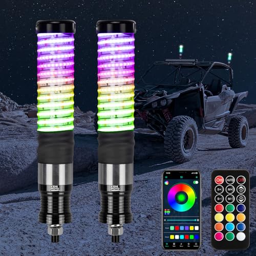 KEMIMOTO 2 peças de 30 cm COB Fat Spiral LED Whip Lights para UTV, chicotes de LED para SXS ATV Boat Offroad, controle remoto RF compatível com Polaris RZR Can-Am Maverick X3 Sportsman Outlander