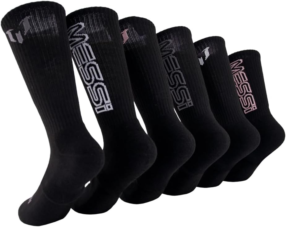 Messi Men's Lifestyle Crew Socks, 6-pack, Soft & Stretchy, Comfortable