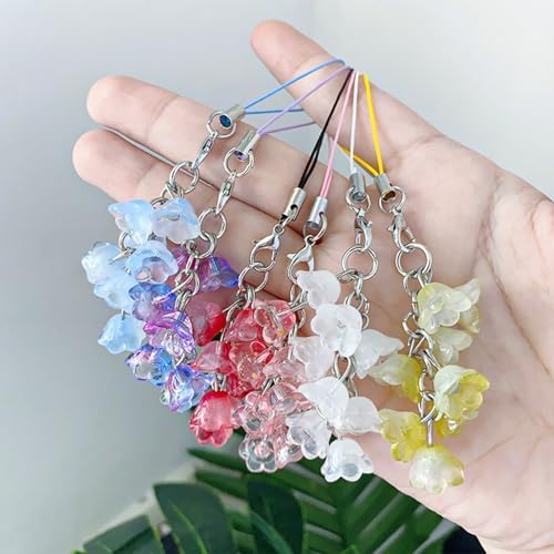 PANFHGFG Phone Charm Pendant Stylish Accessory Lilys of the Valleys Chain Suitable for Women and Girls Present Flower Charm — view 5