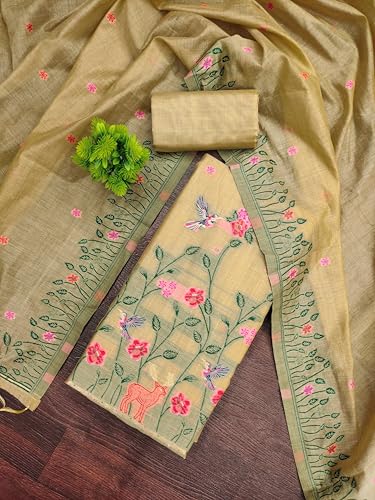 Image of DEVANGI Women's Jamdani Cotton Unstitched Suit & Dupatta Material