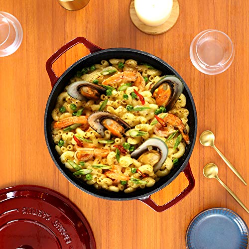 Edging Casting Enameled Cast Iron Dutch Oven With Lid, Enamel Dutch Oven Pot With Handles, Enamel Cast Iron Dutch Oven Cookware Braiser Pan For Soup, Meat, Bread, Baking (7.5 Quart, Wine Red) #TOP6