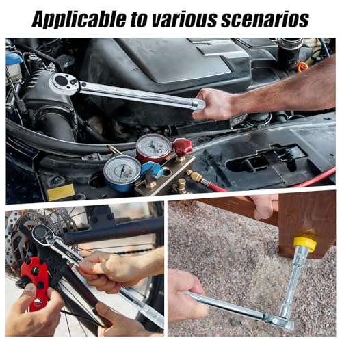 CCLIFE Drehmomentschlüssel Auto 1/2 Zoll, 28-210 Nm, Drehmomentschlüssel 6tlg Set für Motorrad inkl. 3 Stecknüsse 17/19/21 mm 1 Verlängerung