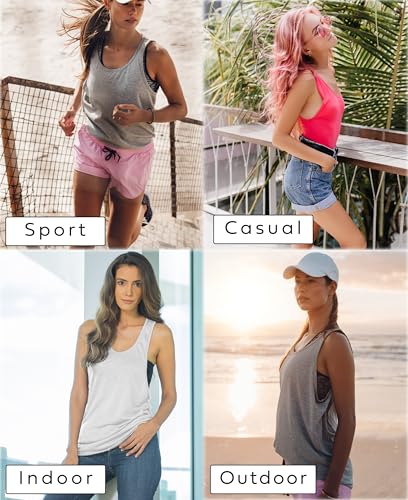 Image of Sexy Basics Women's Workout Racerback Tank Tops | Semi Sheer Slub Fabric | Wide Shoulder Hole Opening | Multi Packs & Colors