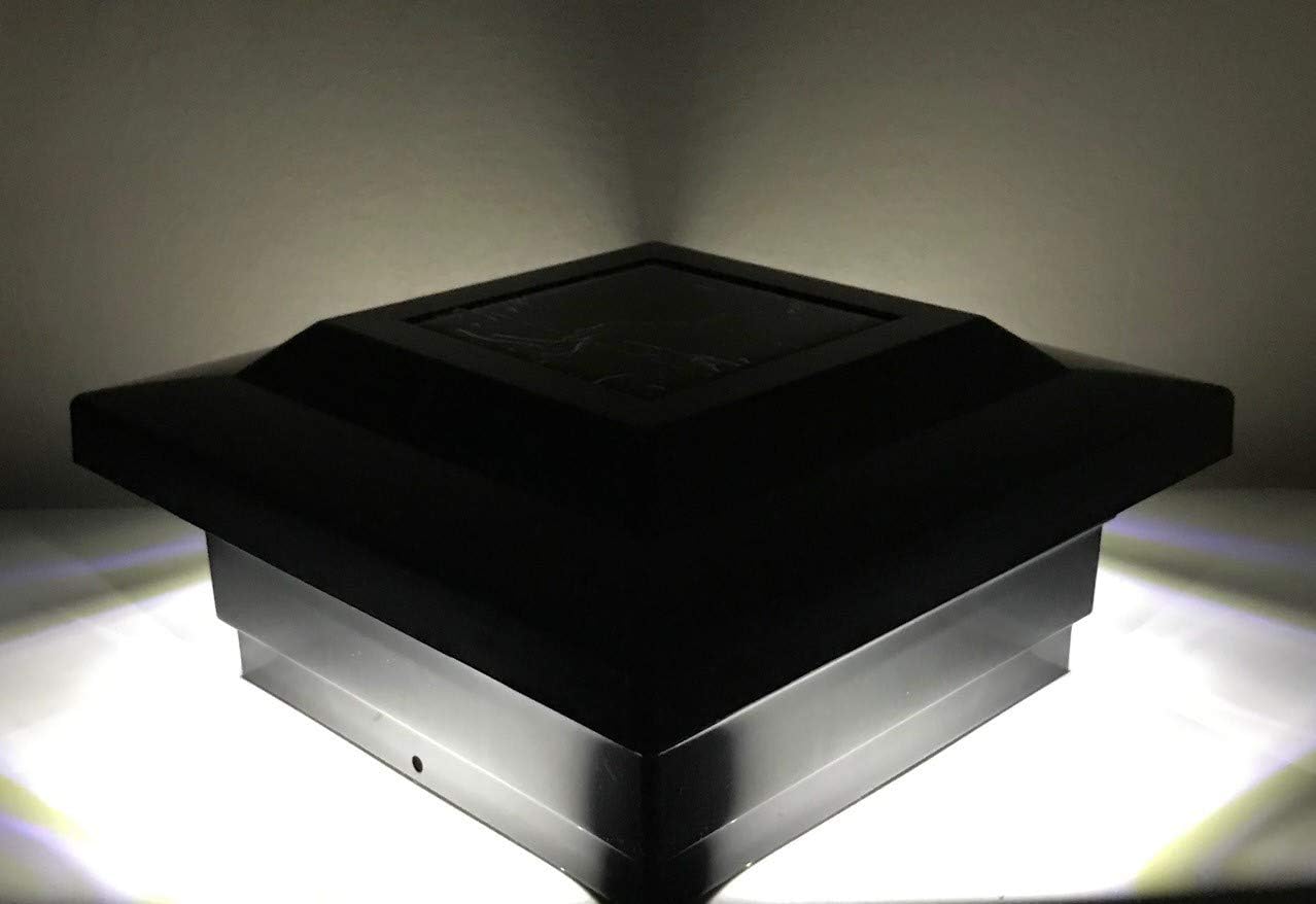 12-Pack Outdoor 5 in. x 5 in. PVC/Vinyl Solar-Powered Contemporary Beveled Post Cap SMD Light (Black Finish Color)
