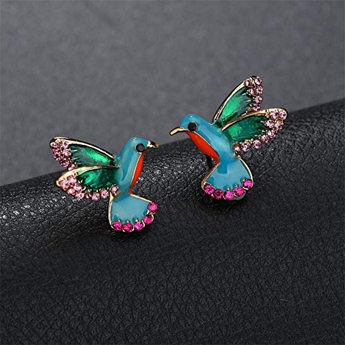 AILUOR Cute Enamel Crystal Hummingbird Bird Stud Earrings, Colorful Metal Animal Ear Studs Statement Jewelry for Women4