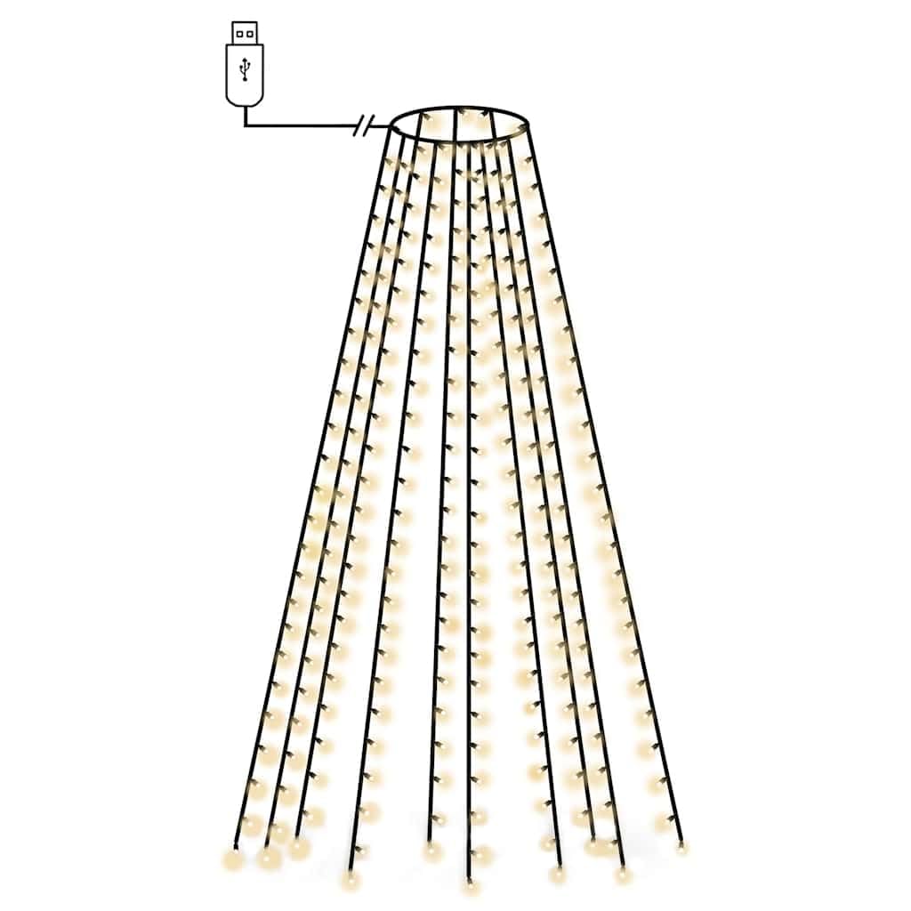 Rete luminosa per albero di Natale, con 250 LED, per albero di Natale da 250 cm, luce bianca calda, per interni ed esterni, illuminazione natalizia impermeabile