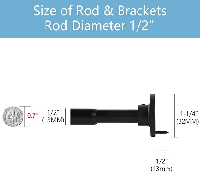 TYRON Smallest Closet Rods for Hanging Clothes, 1/2 Diameter, 12-18 In.