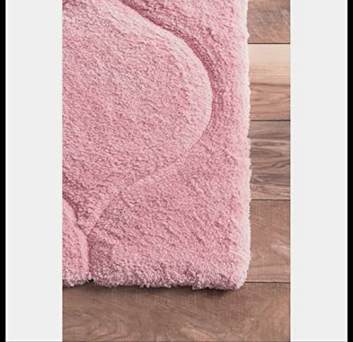 Image of Super Ultra Modern Soft Shaggy Handcrafted Anti-Skid Silk Touch Carpet, Size 7x7 Feet Square, Color Pink