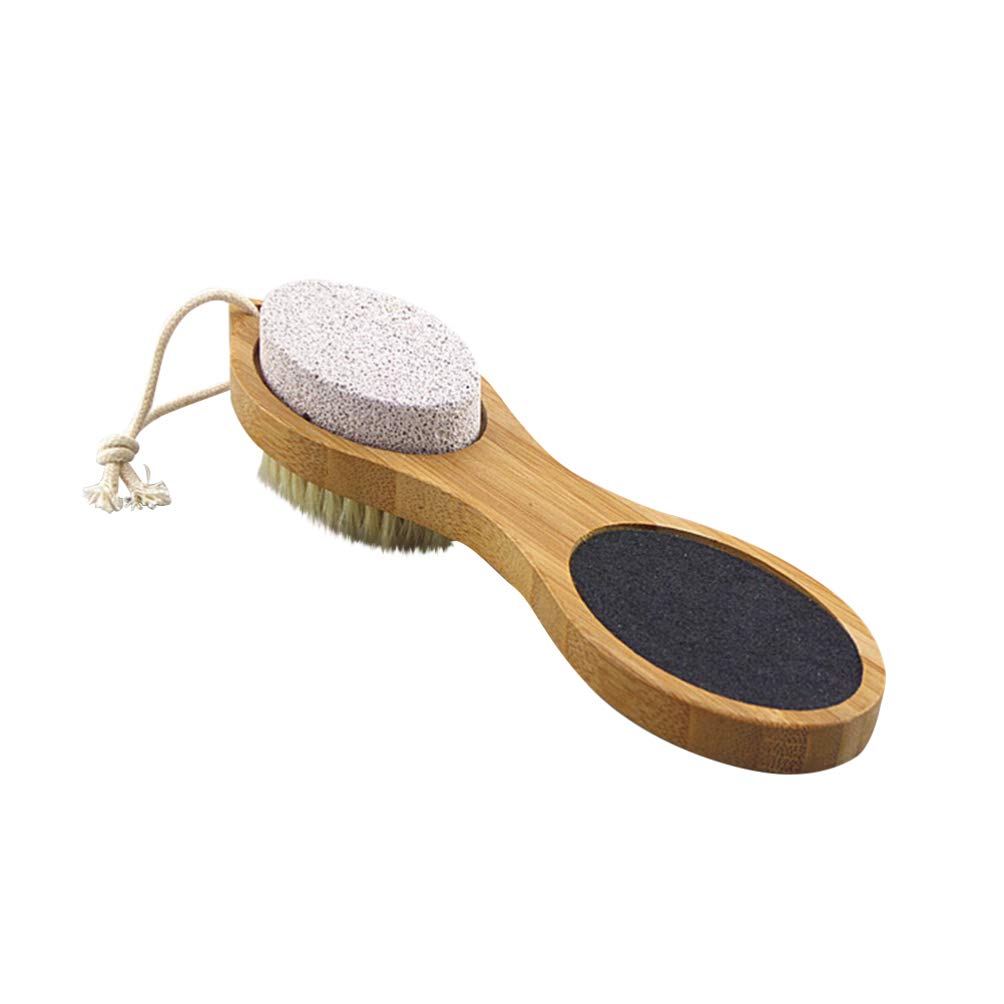 Milisten Foot Brush Pumice Stone with Wooden Handle