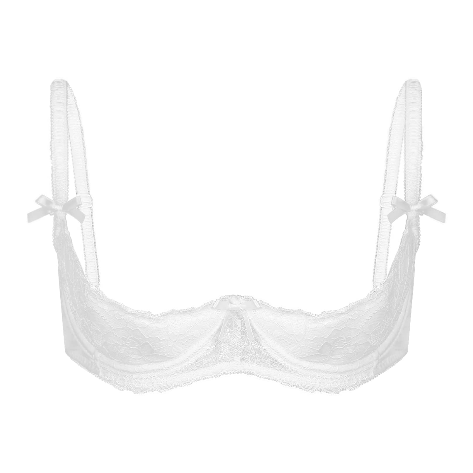 iiniim Women's 1/4 Cups Halter Lace Bralette Unpadded Underwired Bra Tops Bare Breast Underwear