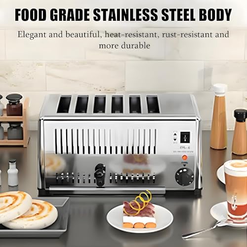 Commercial Toaster, with Wide Baking Slots 4/6 Slice Toaster Bread Machine Toaster, Stainless Steel, Five Speed Adjustable, for Home,4Slices - Image 8
