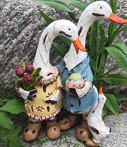 Tiemahun Garden Statue Of A Family Of Three Ducks, Animal Statues For Garden Patio Decorations, Gardening Ideas For Outdoor Decoration Of Cottages, Figurines Ornament Gift 9 Inches Tall #TOP4