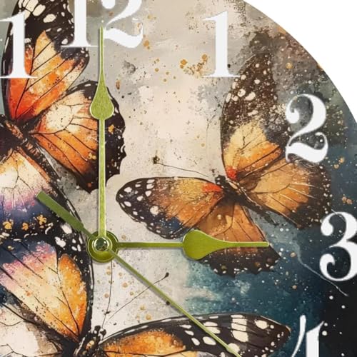 Horloge murale vintage papillon silencieuse à quartz ronde à piles pour maison cuisine et bureau - 7