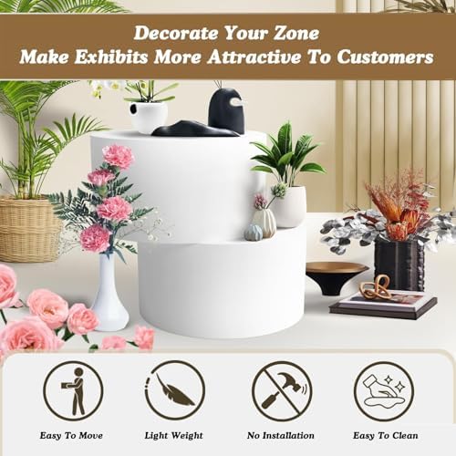 Round Display Pedestal Stand for Retail & Event Decor - Stylish & Sturdy Showcase for Shoes, Bags, Clothing & Accessories - Versatile Presentation Solution for Maximum Visibility