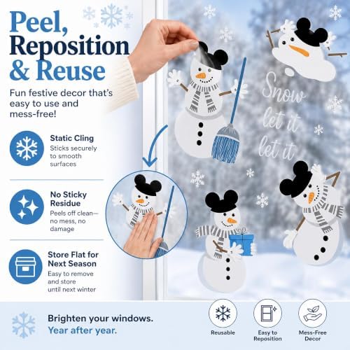 Snowman Window Clings for Glass Windows, Winter Christmas Window Stickers — 사진 4