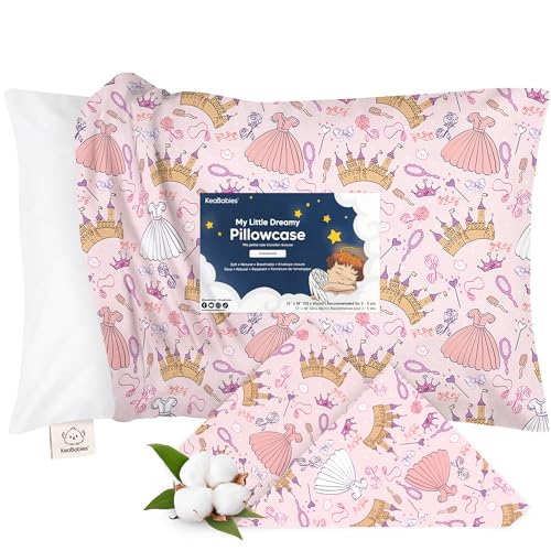 Image of KeaBabies Toddler Pillowcase 13x18 Organic Cotton Cover (Dear Princess) | Standard Toddler Pillowcase for Kids, Boys Girls, Soft, Durable Cotton Cover for Miniature Sleepy Pillow Cute Color No Pillow