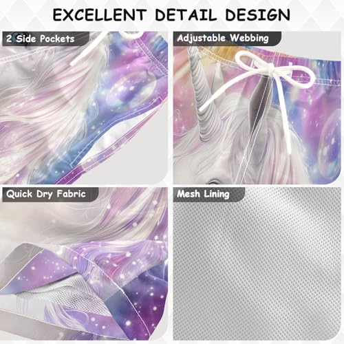 White Horse Rainbow Unicorn Bubbles Boys Swim Trunks Kids Toddler Beach Board Shorts Teen Quick Dry Bathing Suit Swimsuit3