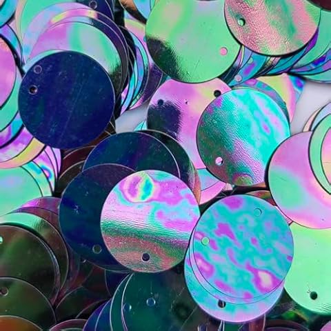 Flat Iridescent Black Bulk Loose Sequins Black Metallic Iris Rainbow Flat Round Sequin Paillettes DIY Sewing Sequins for Arts,Crafts, Applique,Embroidery and Embellishment Cover