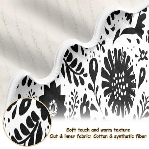 Kigai White Black Flowers Baby Blanket for Boys Girls Swaddle Blankets Soft Cozy Receiving Blanket Nursery Crib Blankets for Toddler Newborn, 30 x 40 Inch2