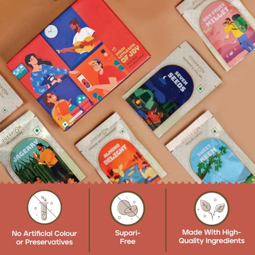 Image of JoySpoon Mukhwas Sachet Box Pack of 3(24 Sachet) Dry Fruit & Seed Mix After-Meal Mouth Freshener
