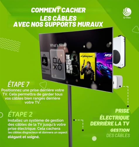 Q-View Support mural pour Xbox Series S – Fixation sécurisée sous le bureau – Design signature X – Vis et fixations incluses – Fabriqué au Royaume-Uni – Plastique – Noir – vue 6
