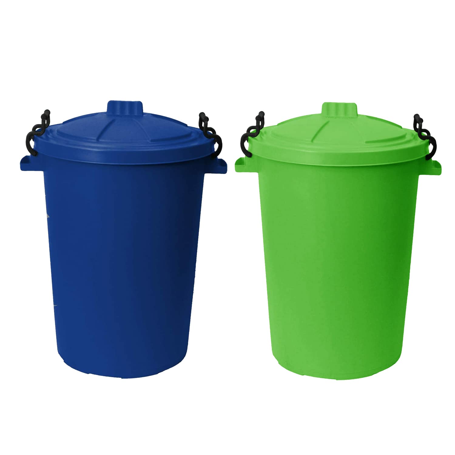 (๐๐๐ญ ๐๐ ๐) 50l Bin Clip Lock Storage Large DustBin Food Grade Heavy Duty Plastic Kitchen Bin Waste Rubbish | Garden Compost Animal Feeding Bin - Made in UK. (Lime Green, Blue) โ image 1