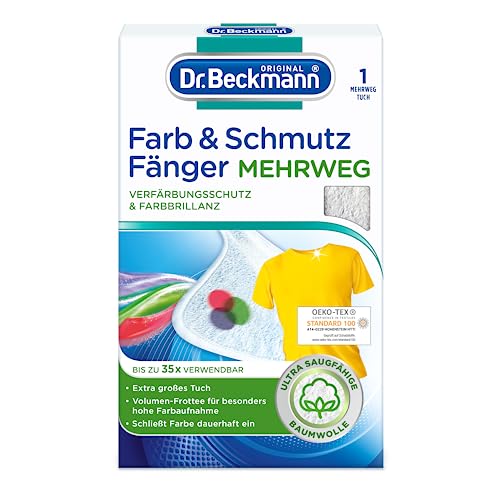 Dr. Beckmann Farb & Schmutzfänger Mehrwegtuch | langanhaltender Farbschutz für bis zu 35 Wäschen | wiederverwendbares Tuch | 1er Pack (1x 1 Stück)