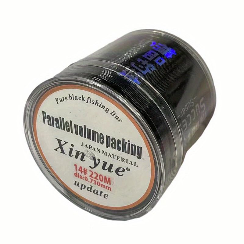 xin yue 14# All Black Core Fishing Line 240 Yards - Medium Stretch High Sensitivity Ultra High Strength Single Strand Nylon Line for Saltwater Freshwater Bait Fishing