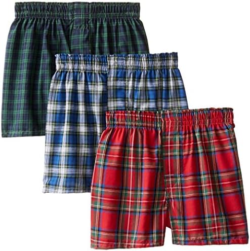 Hanes Boys' 3 Pack Ultimate Tartan Boxer, Assorted, Small