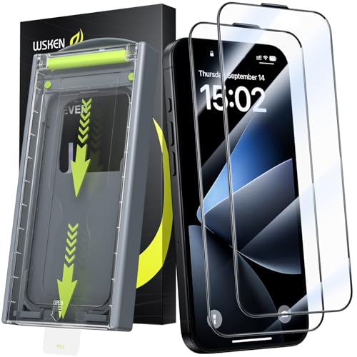 WSKEN Protetor de ecrã para iPhone 16 Pro Max - [Top 9H vidro temperado] [zero bolhas] [remoção automática de pó] HD grau militar 10X proteção inquebrável de cobertura total