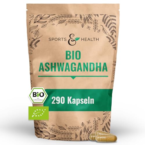 BIO Ashwagandha Kapseln hochdosiert - 290 Ashwagandha Bio Kapseln - Ashwagandha Hochdosiert Ashwaganda - Aus Biologischem Anbau