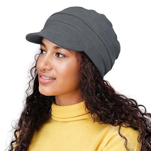 Alnorm Satin Lined Winter Hats, Full Hair Coverage, Packable Travel Accessory Dark Gray