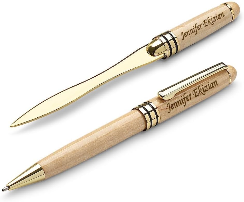 Executive Gift Shoppe | Personalized Maple Wood Pen & Letter Opener Set with Custom Engraving