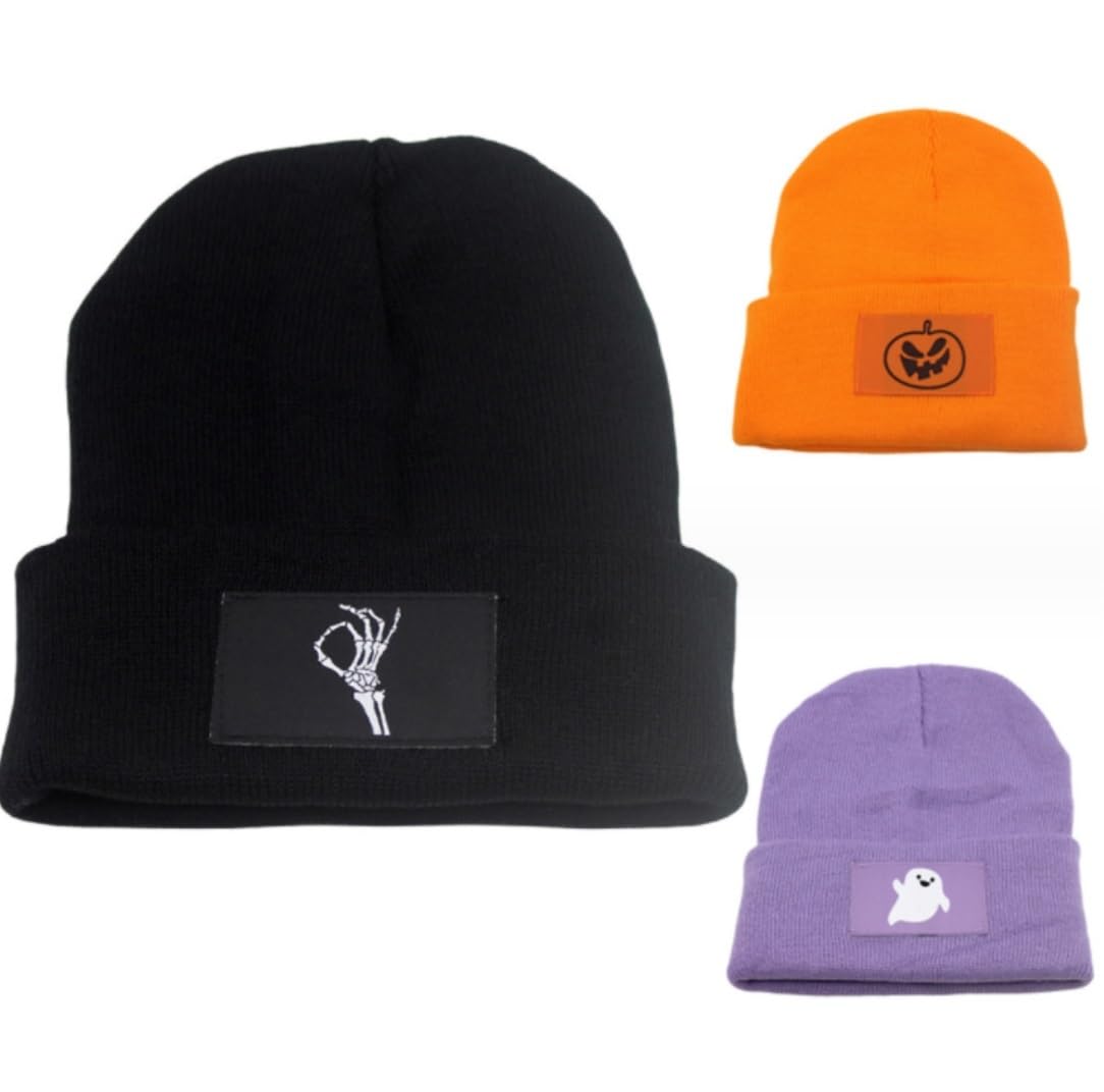 Bonnet Hiver Bonnet Chapeaux Chaud Chunky Câble Tricot Chapeau Slouchy Crâne Casquette pour Femmes Et Hommes Noir Violet Orange Bonnets Chaud(Black)